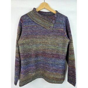 Christopher & Banks Women's Sweater Size Medium Button Cowl Neck Long Sleeve Top